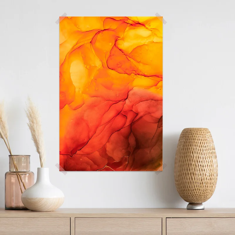 Poster lebendige orange abstrakte alkoholkunst Poster lebendige orange abstrakte alkoholkunst