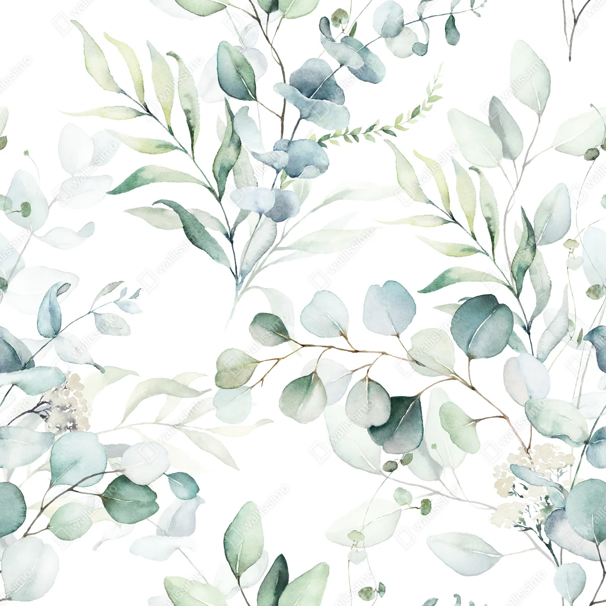 Türaufkleber aquarell eukalyptus blättermuster Türaufkleber aquarell eukalyptus blättermuster