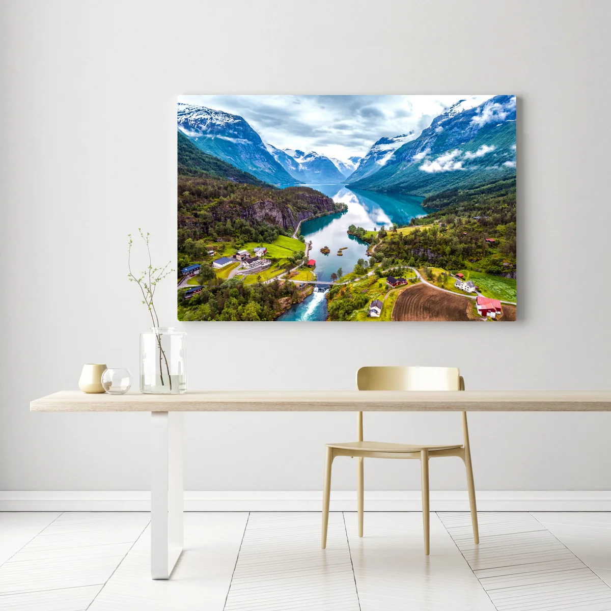 Leinwandbild Norwegen fjord aus der luft Leinwandbild Norwegen fjord aus der luft