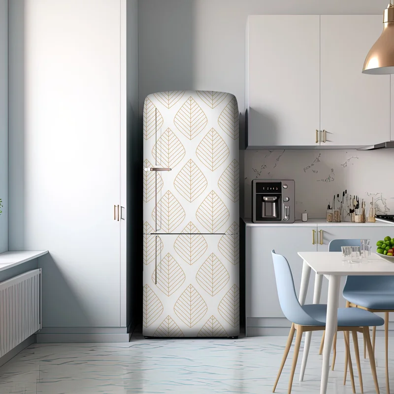 Kühlschrankaufkleber elegantes goldenes geometrisches blattmuster
