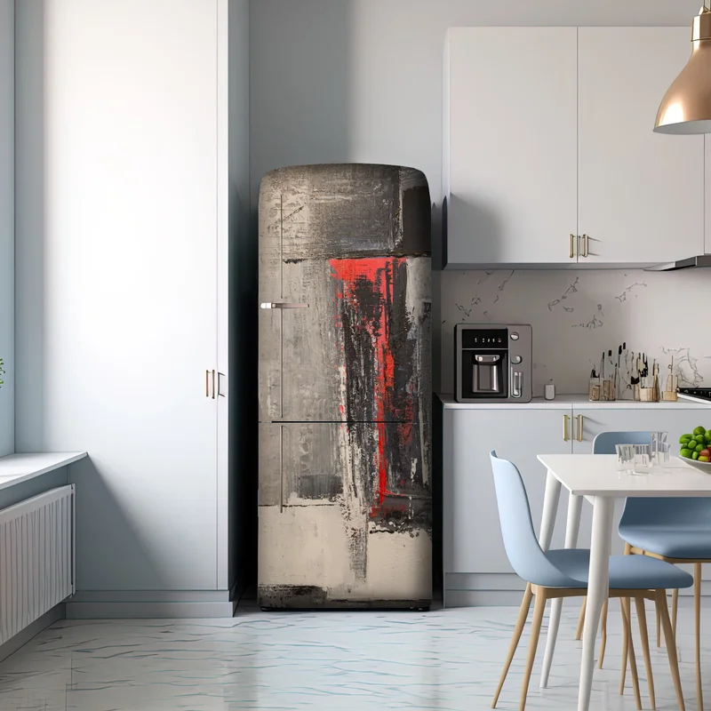 Kühlschrankaufkleber strukturierte abstraktion mit rotem akzent Kühlschrankaufkleber strukturierte abstraktion mit rotem akzent