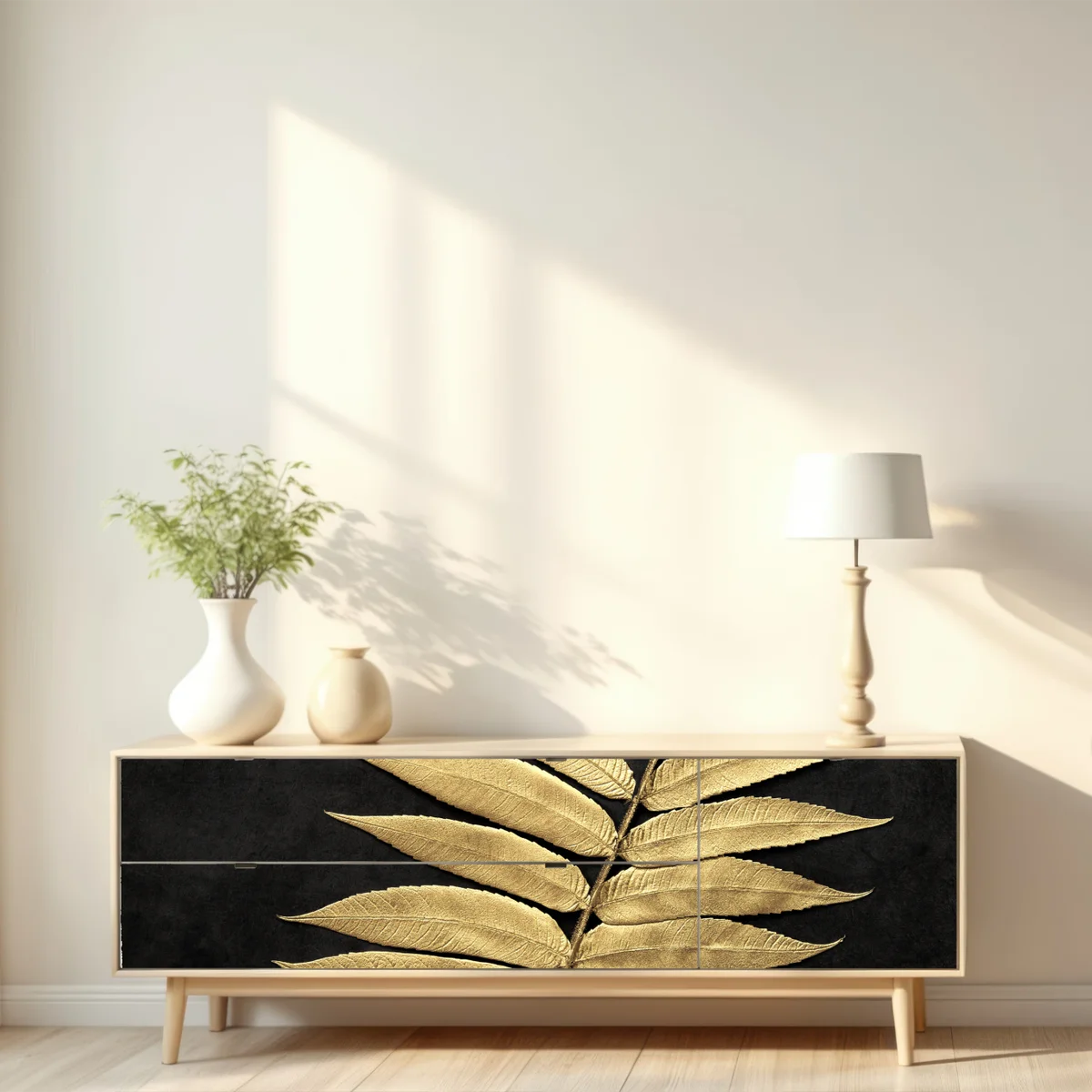 Repositionierbarer Aufkleber goldener farn vor dunklem hintergrund Repositionierbarer Aufkleber goldener farn vor dunklem hintergrund