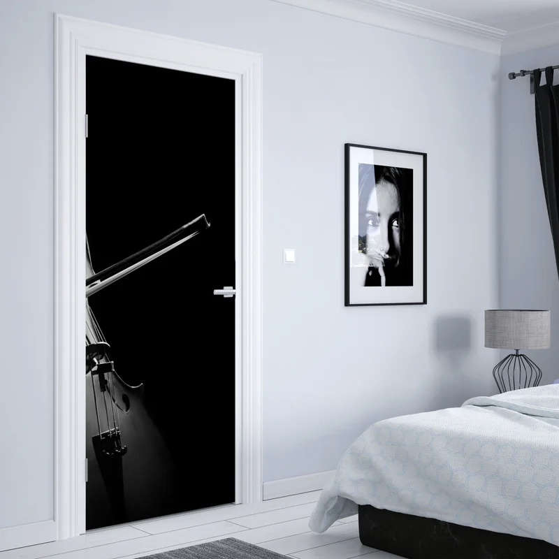Türaufkleber elegantes cello in monochrom