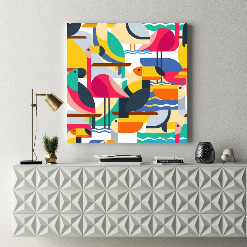 Leinwandbild tropisches geometrisches vogelmuster Leinwandbild tropisches geometrisches vogelmuster