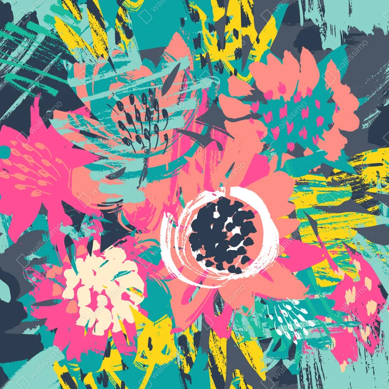 Poster lebendiges abstraktes blumenmotiv • Poster bei Wallnifity® Poster lebendiges abstraktes blumenmotiv • Poster bei Wallnifity®