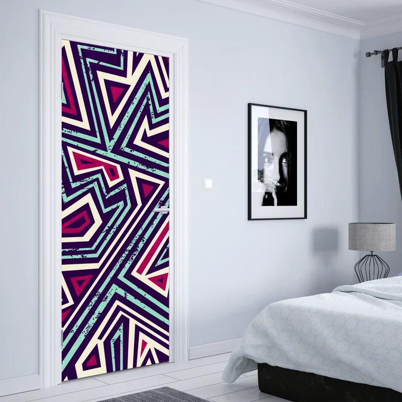 Türaufkleber kräftiges geometrisches dreiecksmuster