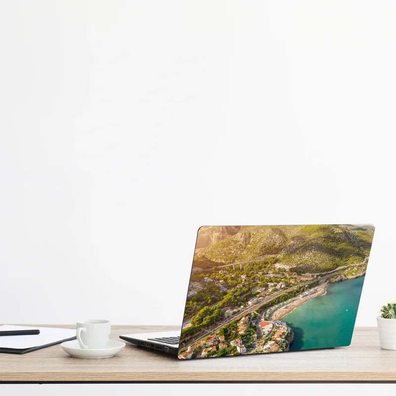 Laptop-Aufkleber türkise küstenlandschaft aus der vogelperspektive