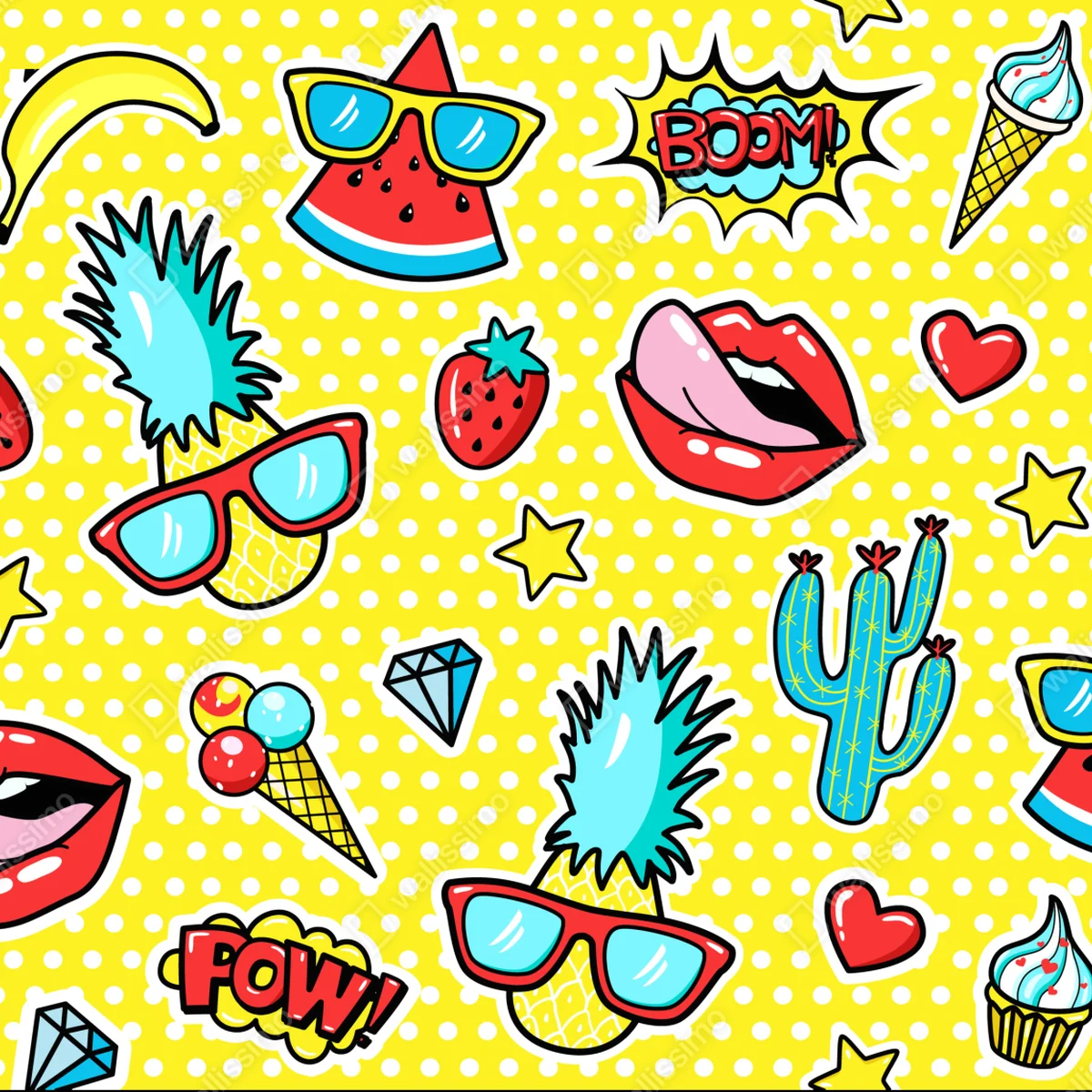 Repositionierbarer Aufkleber buntes pop-art aufklebermuster Repositionierbarer Aufkleber buntes pop-art aufklebermuster