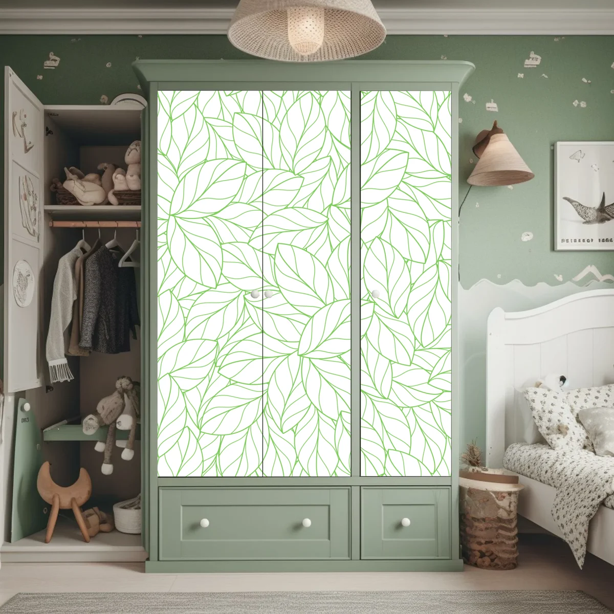 Schrankaufkleber grünes blattmuster Schrankaufkleber grünes blattmuster