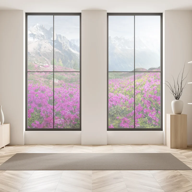 Fensteraufkleber alpine rhododendronwiese bei Mont Blanc