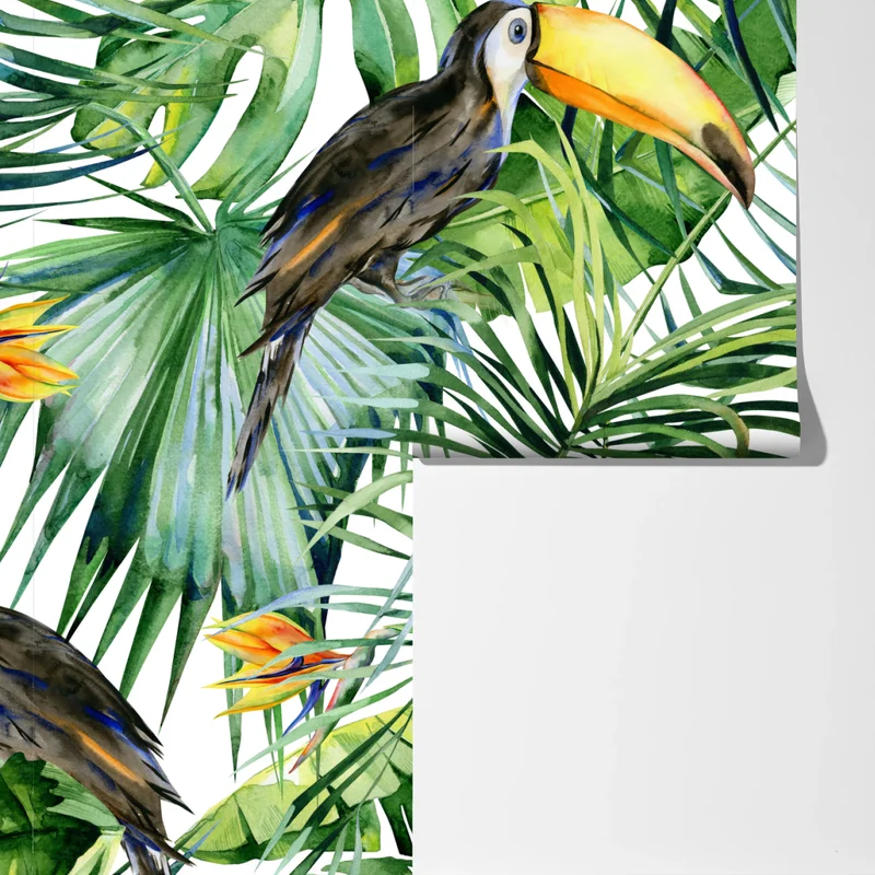 Fototapete aquarell tukan im tropischen muster Fototapete aquarell tukan im tropischen muster