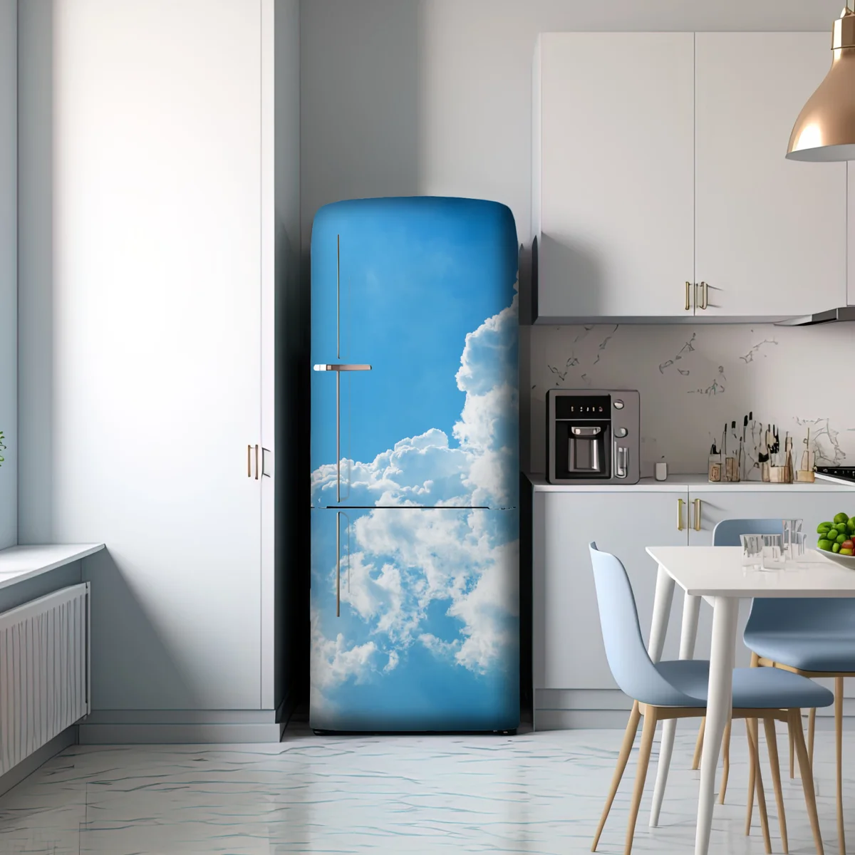Kühlschrankaufkleber sanfter blauer himmel mit fluffigen wolken Kühlschrankaufkleber sanfter blauer himmel mit fluffigen wolken