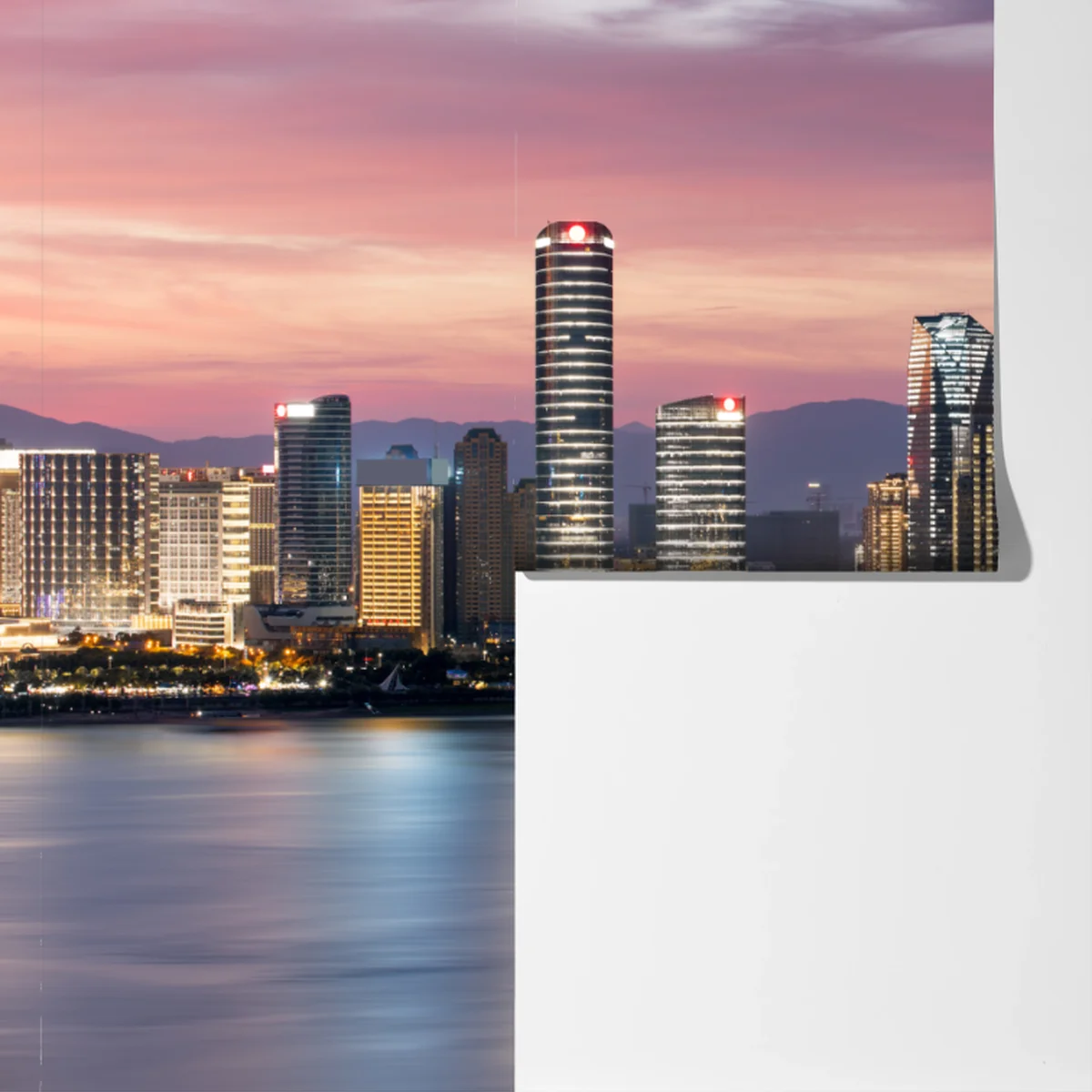 Fototapete ruhige stadtskyline bei dämmerung Fototapete ruhige stadtskyline bei dämmerung