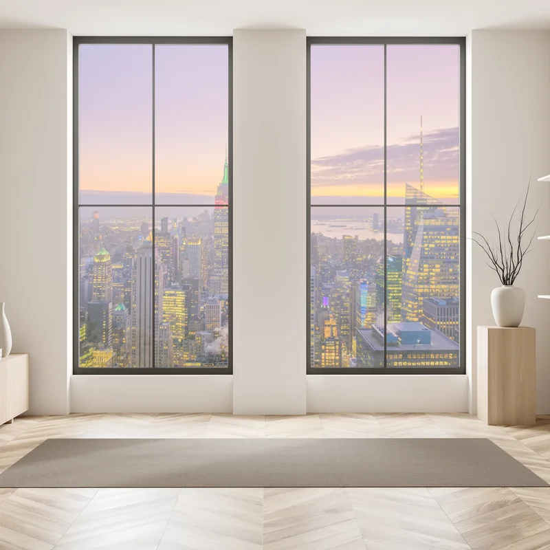 Fensteraufkleber lebendige New York skyline bei sonnenuntergang Fensteraufkleber lebendige New York skyline bei sonnenuntergang