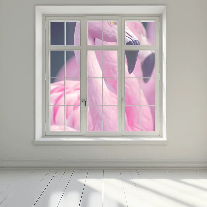 Fensteraufkleber anmutiges rosa flamingo-porträt