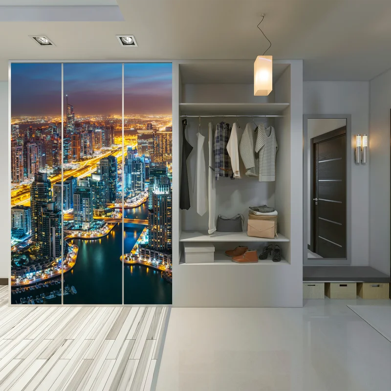 Schrankaufkleber nächtliche skyline Dubai Marina