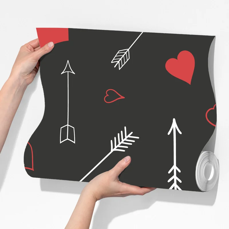 Fototapete muster aus roten herzen und pfeilen Fototapete muster aus roten herzen und pfeilen