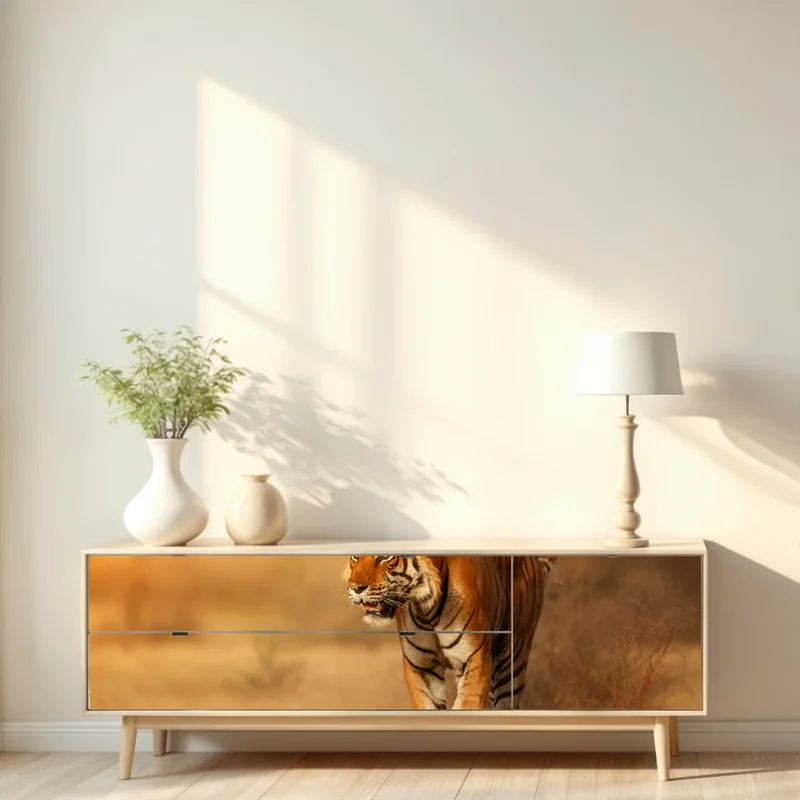 Repositionierbarer Aufkleber majestätischer tiger im goldenen licht