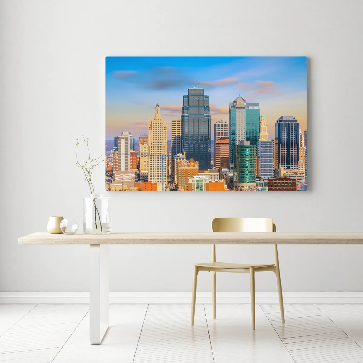 Leinwandbild Kansas City skyline bei sonnenuntergang Leinwandbild Kansas City skyline bei sonnenuntergang