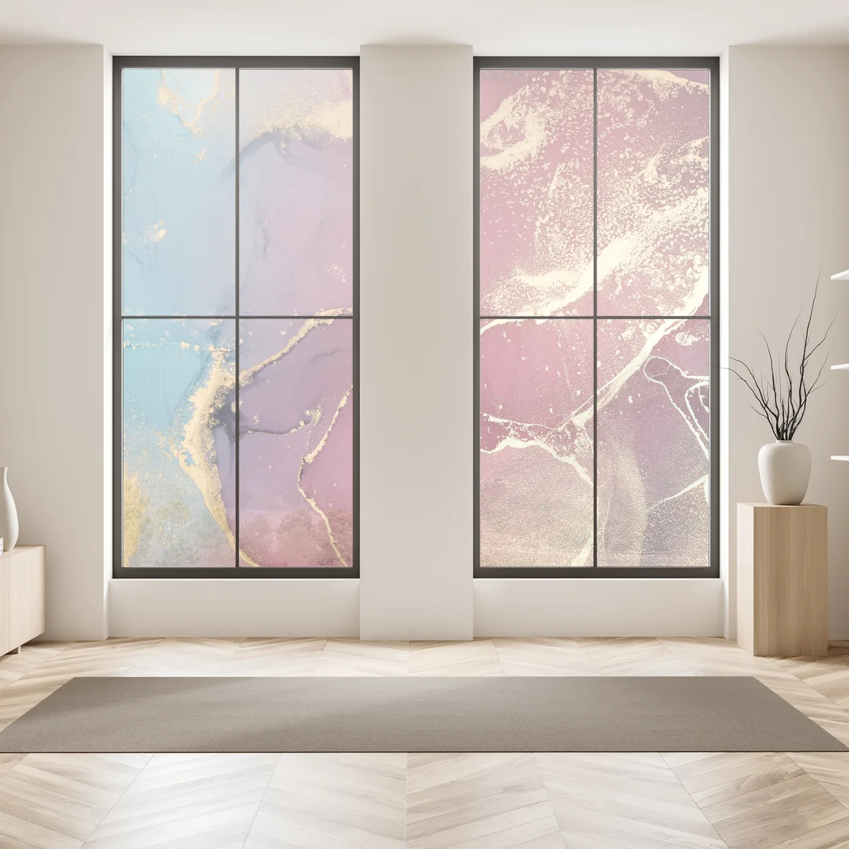 Fensteraufkleber abstraktes marmoriertes bild in türkis und lila mit gold Fensteraufkleber abstraktes marmoriertes bild in türkis und lila mit gold