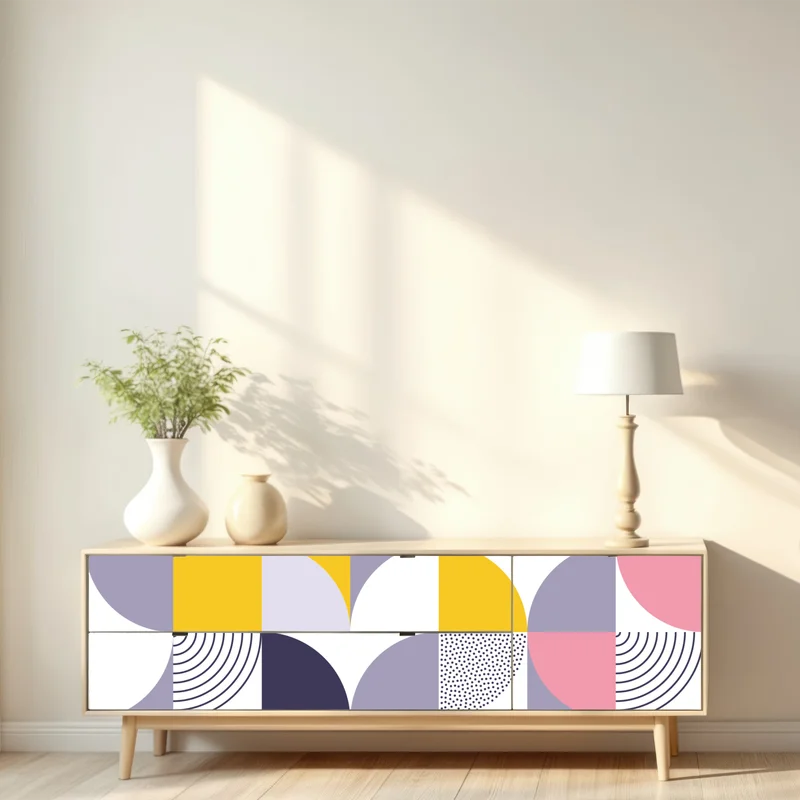 Repositionierbarer Aufkleber pastellfarbenes geometrisches muster mit halbkreisen Repositionierbarer Aufkleber pastellfarbenes geometrisches muster mit halbkreisen