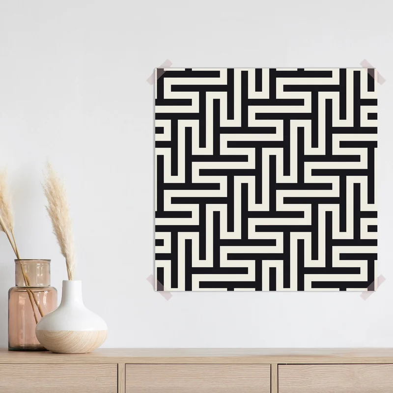 Poster geometrisches labyrinthmuster in beige und schwarz Poster geometrisches labyrinthmuster in beige und schwarz