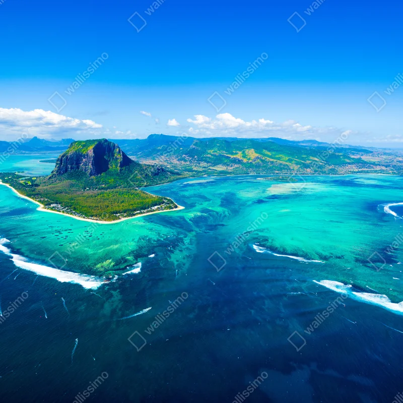 Fototapeta panorama Le Morne nad laguną Mauritiusa Fototapeta panorama Le Morne nad laguną Mauritiusa