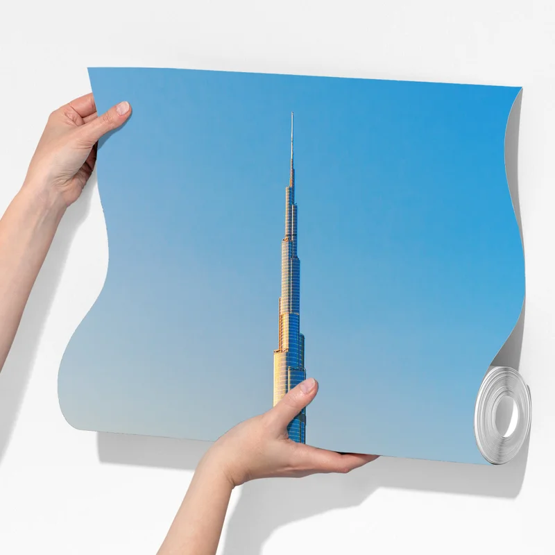 Fototapete Dubai skyline in der goldenen stunde Fototapete Dubai skyline in der goldenen stunde