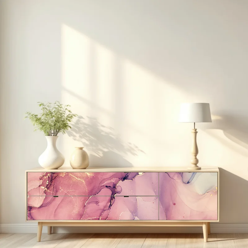 Repositionierbarer Aufkleber ätherische lila marmorabstraktion