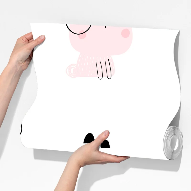 Fototapete verspieltes rosa kaninchenmuster für kinderzimmer Fototapete verspieltes rosa kaninchenmuster für kinderzimmer