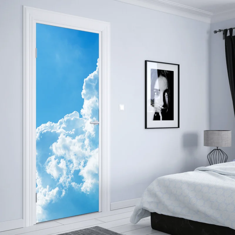Türaufkleber sanfter blauer himmel mit fluffigen wolken Türaufkleber sanfter blauer himmel mit fluffigen wolken