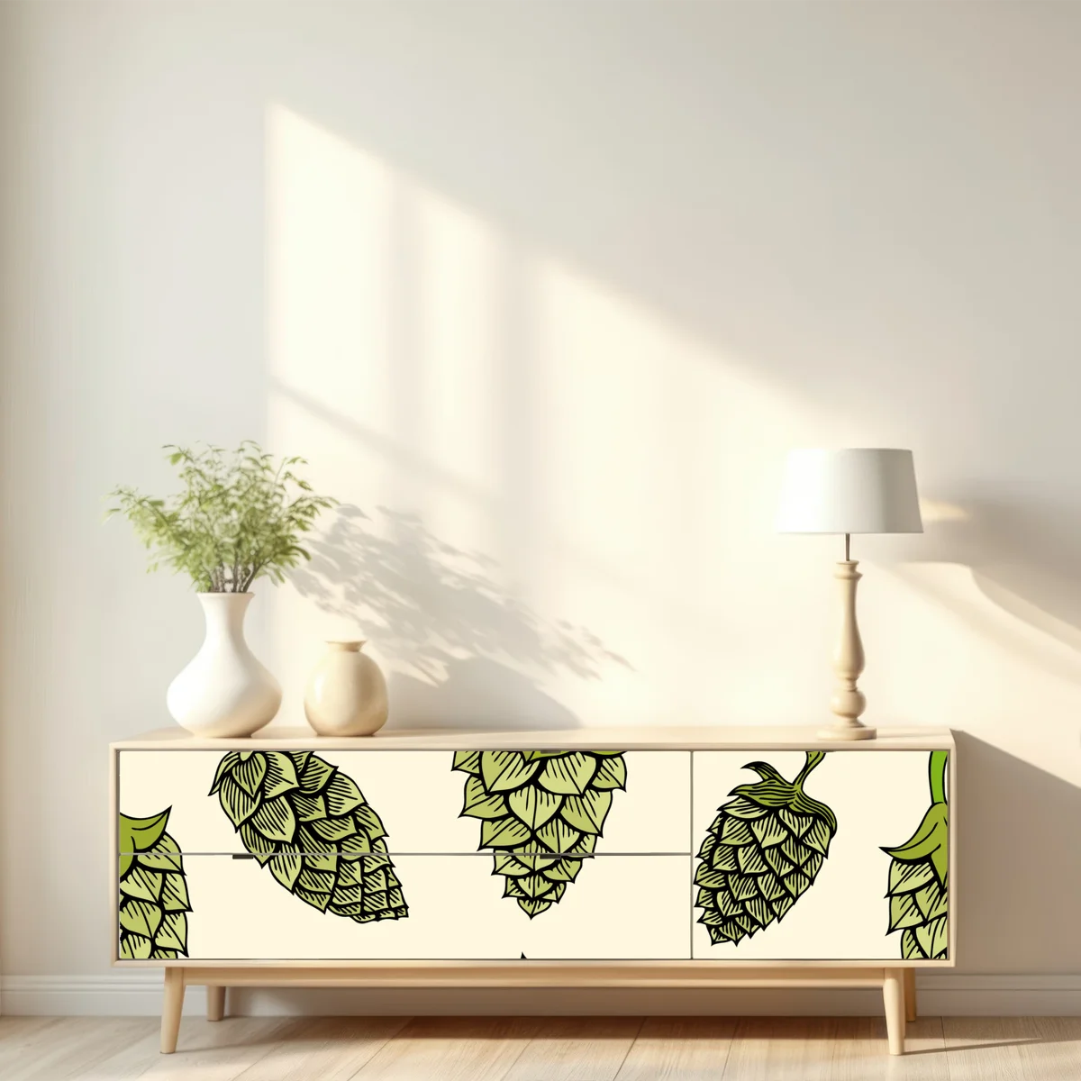 Repositionierbarer Aufkleber handgezeichnetes hopfenmuster Repositionierbarer Aufkleber handgezeichnetes hopfenmuster