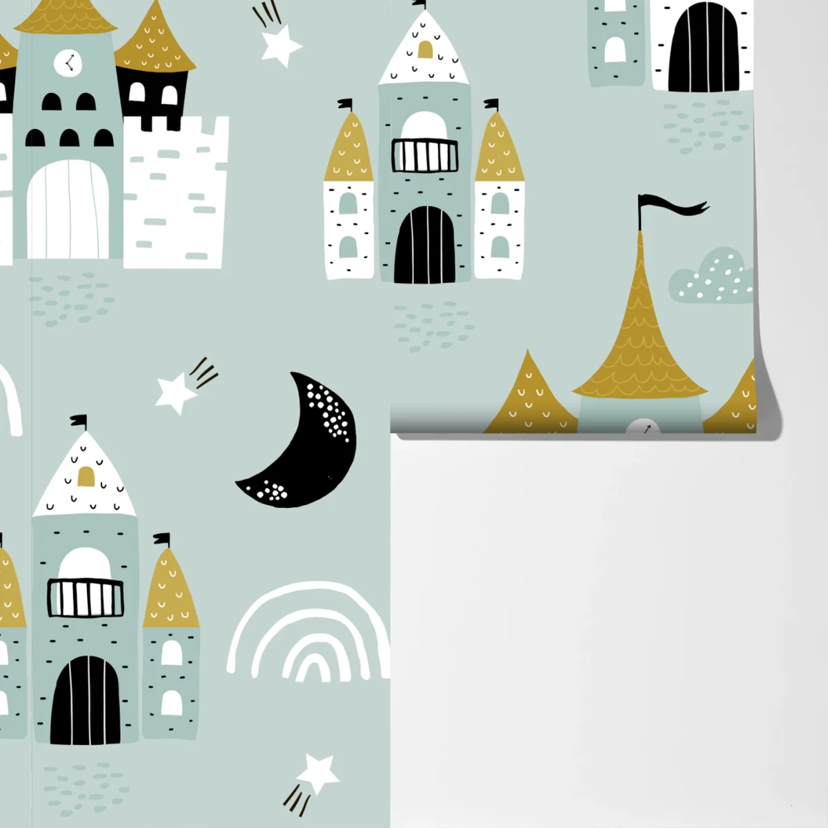 Fototapeta pastelowy wzór zamku do pokoju dziecięcego Fototapeta pastelowy wzór zamku do pokoju dziecięcego