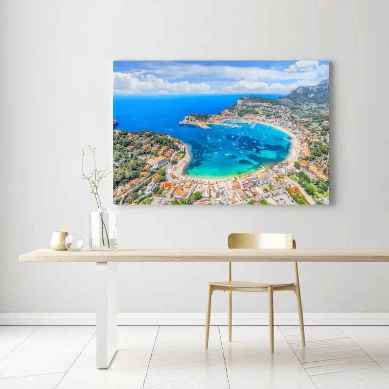 Leinwandbild luftaufnahme der bucht von Port de Sóller Leinwandbild luftaufnahme der bucht von Port de Sóller