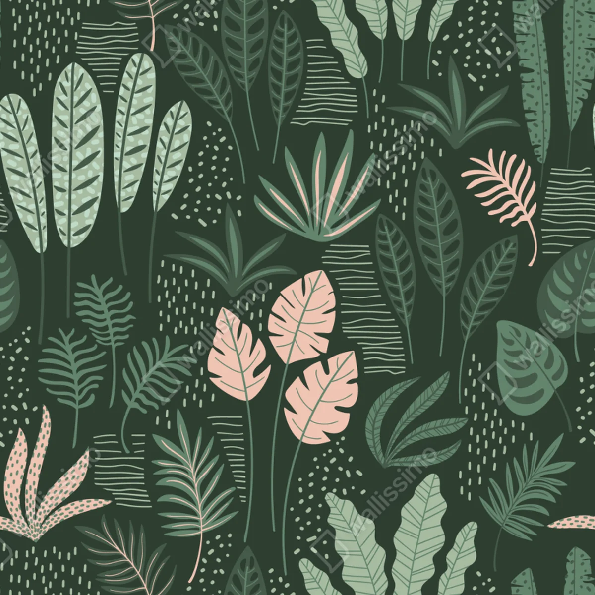 Fensteraufkleber tropisches blättermuster in sanften grüntönen und rosa Fensteraufkleber tropisches blättermuster in sanften grüntönen und rosa