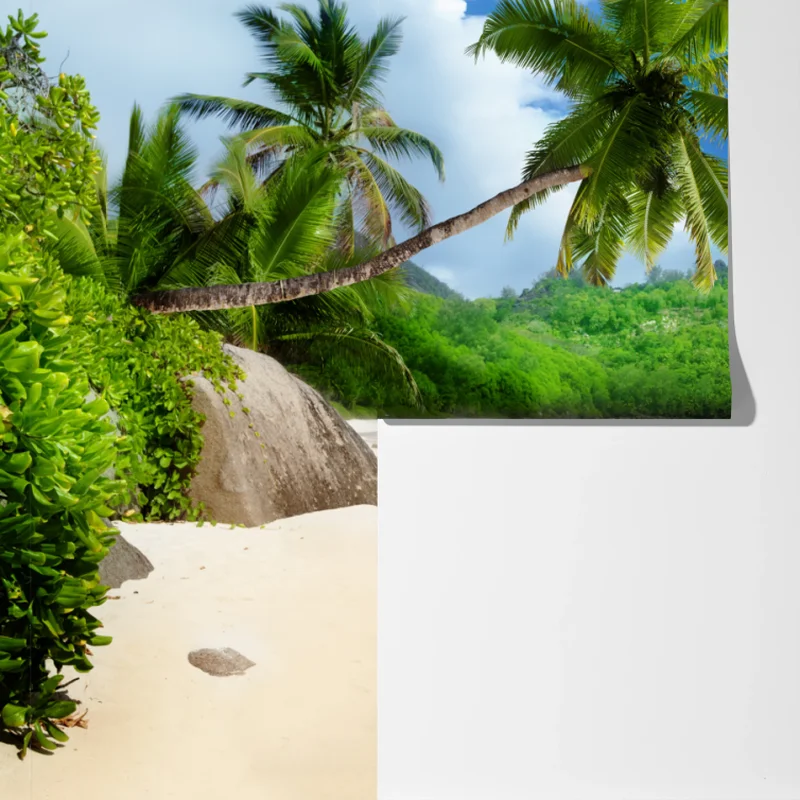 Fototapeta spokojna tropikalna plaża na Mahe, Seszele Fototapeta spokojna tropikalna plaża na Mahe, Seszele