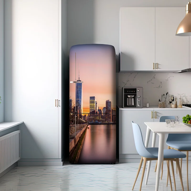 Kühlschrankaufkleber Lower Manhattan bei sonnenuntergang