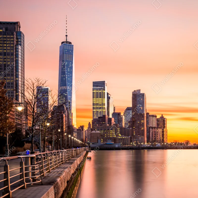Poster Lower Manhattan bei sonnenuntergang Poster Lower Manhattan bei sonnenuntergang