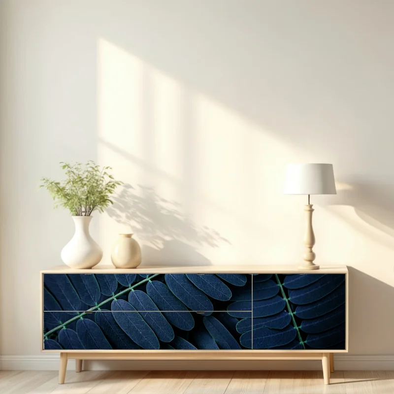 Repositionierbarer Aufkleber tiefblaues blattmuster