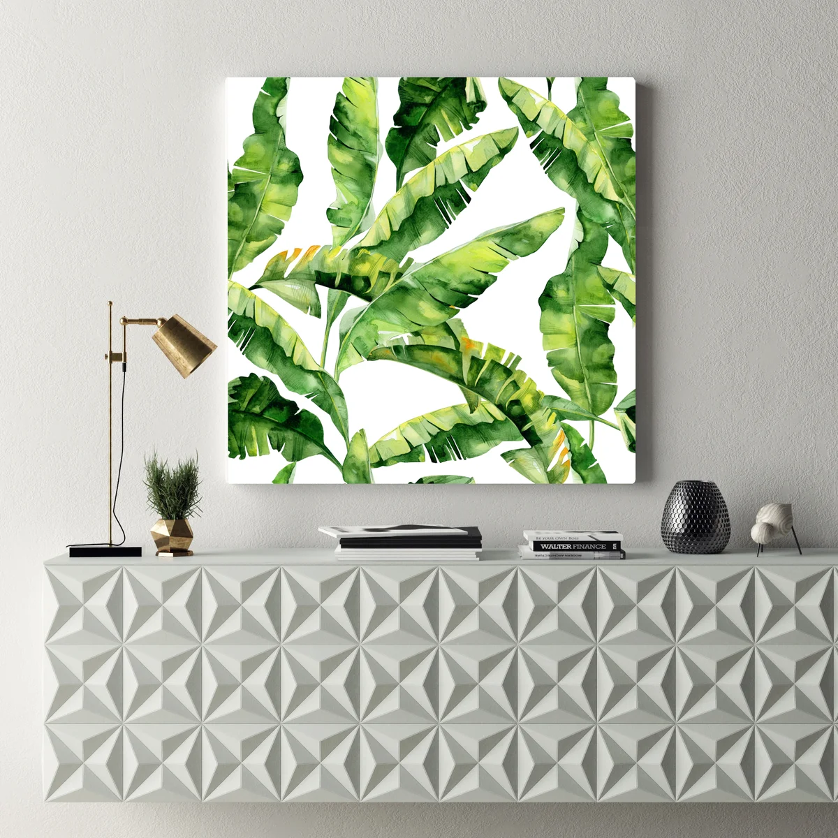 Leinwandbild tropisches bananenblatt aquarellmuster Leinwandbild tropisches bananenblatt aquarellmuster