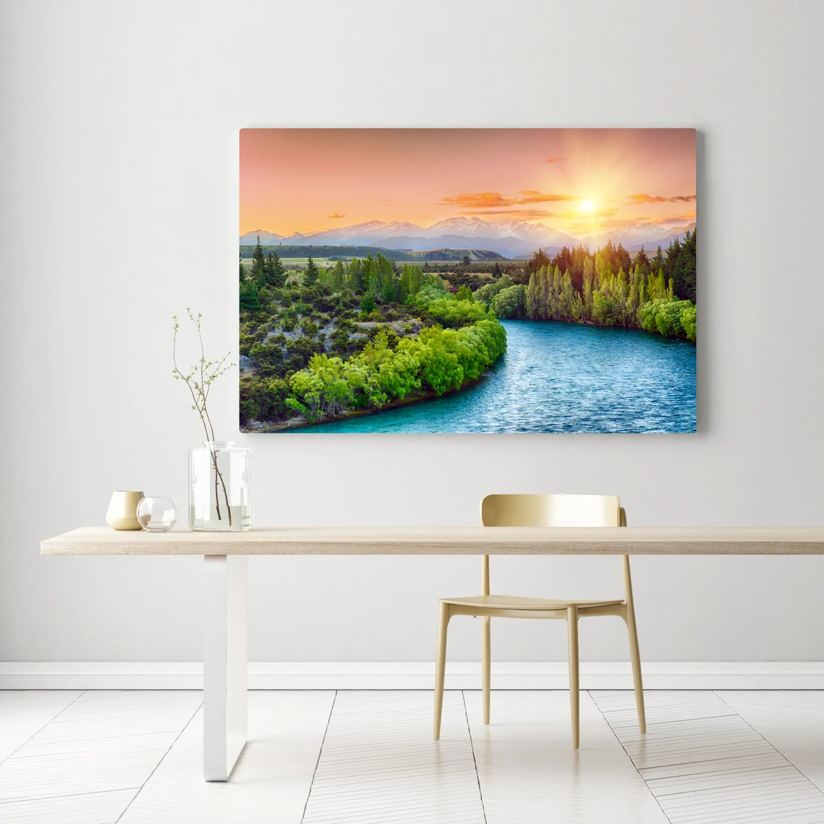 Leinwandbild sonnenuntergang über dem Clutha River und den Südalpen Leinwandbild sonnenuntergang über dem Clutha River und den Südalpen