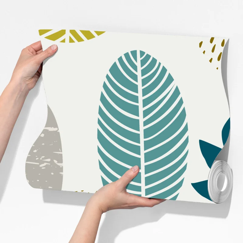 Fototapete türkis-senfgelbes botanisches muster Fototapete türkis-senfgelbes botanisches muster