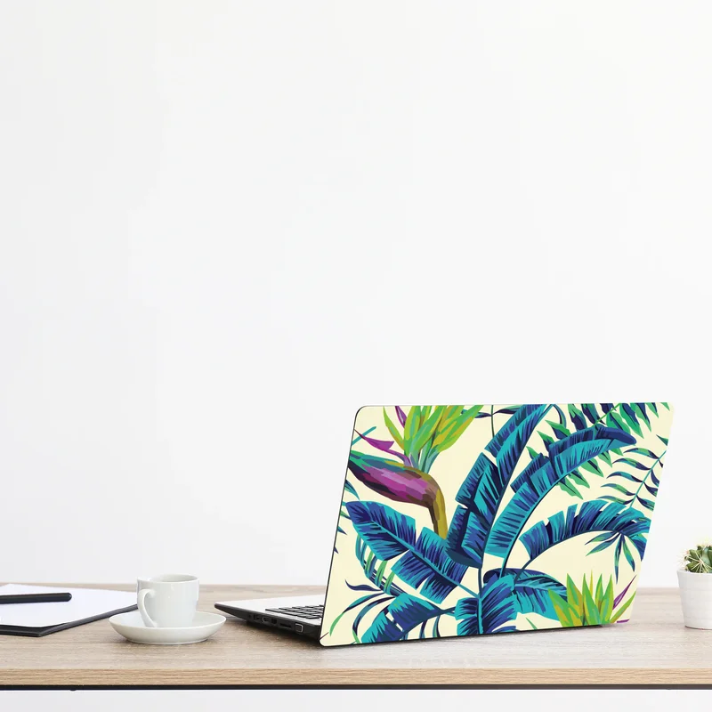 Naklejka na laptopa tropikalne turkusowe liście