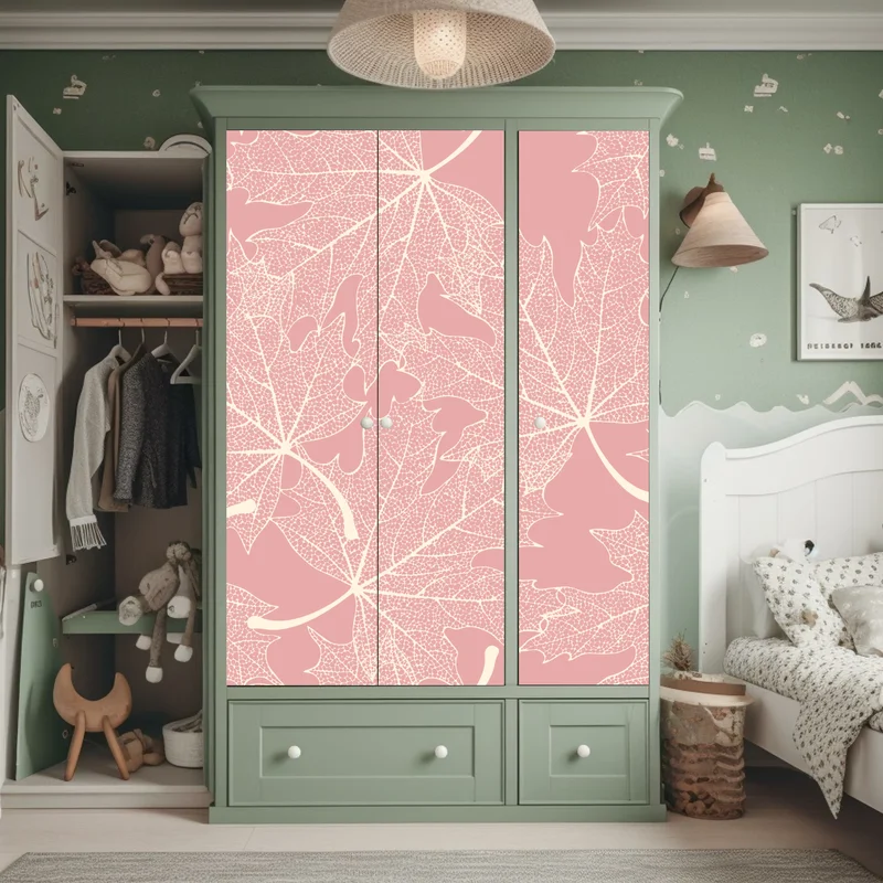 Schrankaufkleber zartes rosa blattmuster