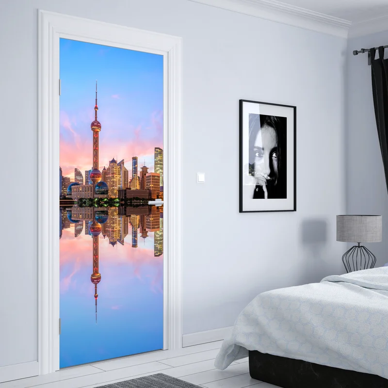 Türaufkleber Shanghai skyline bei sonnenaufgang