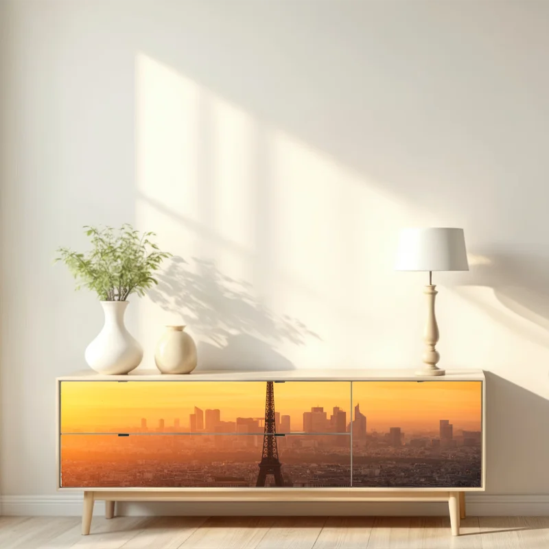 Repositionierbarer Aufkleber Paris sonnenuntergang mit Eiffelturm