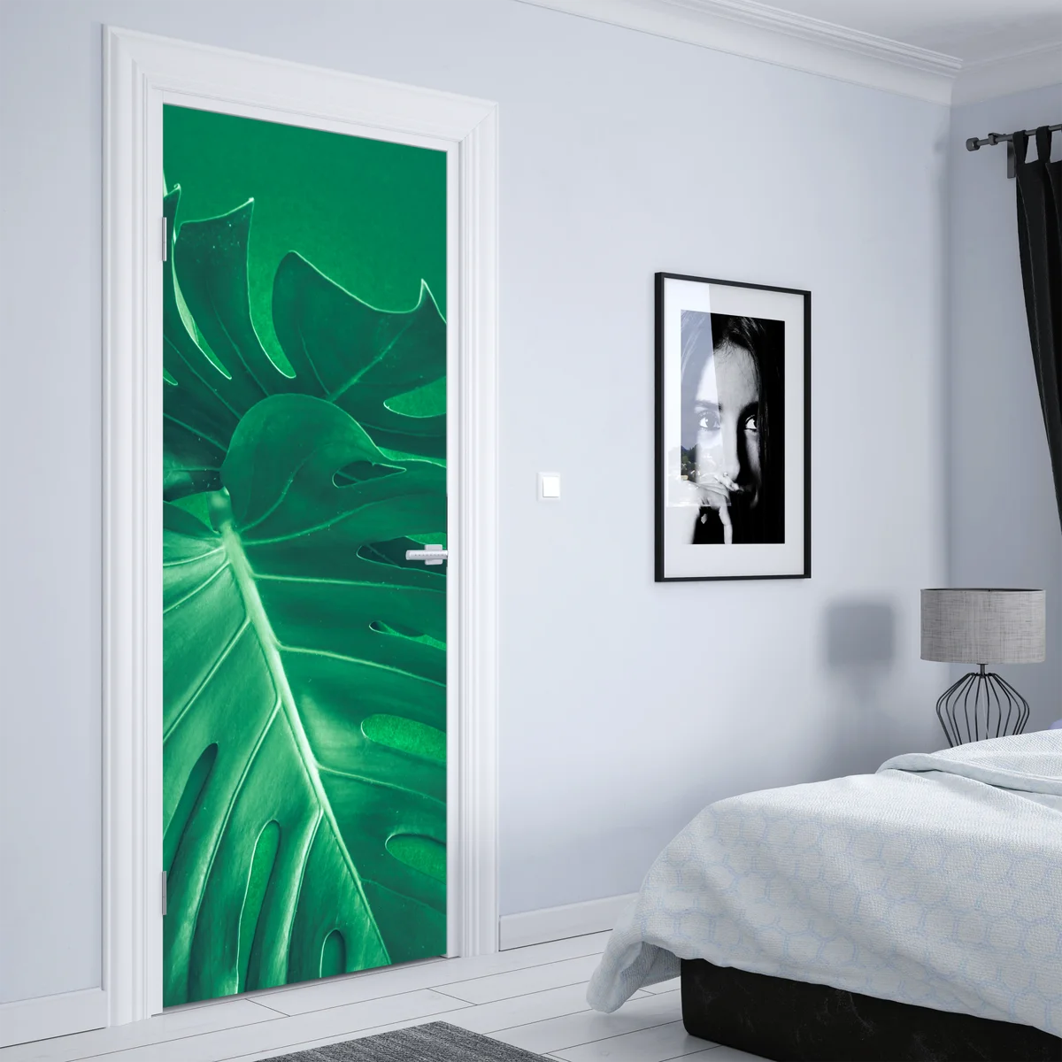 Türaufkleber prächtiges monstera-blatt nahaufnahme Türaufkleber prächtiges monstera-blatt nahaufnahme