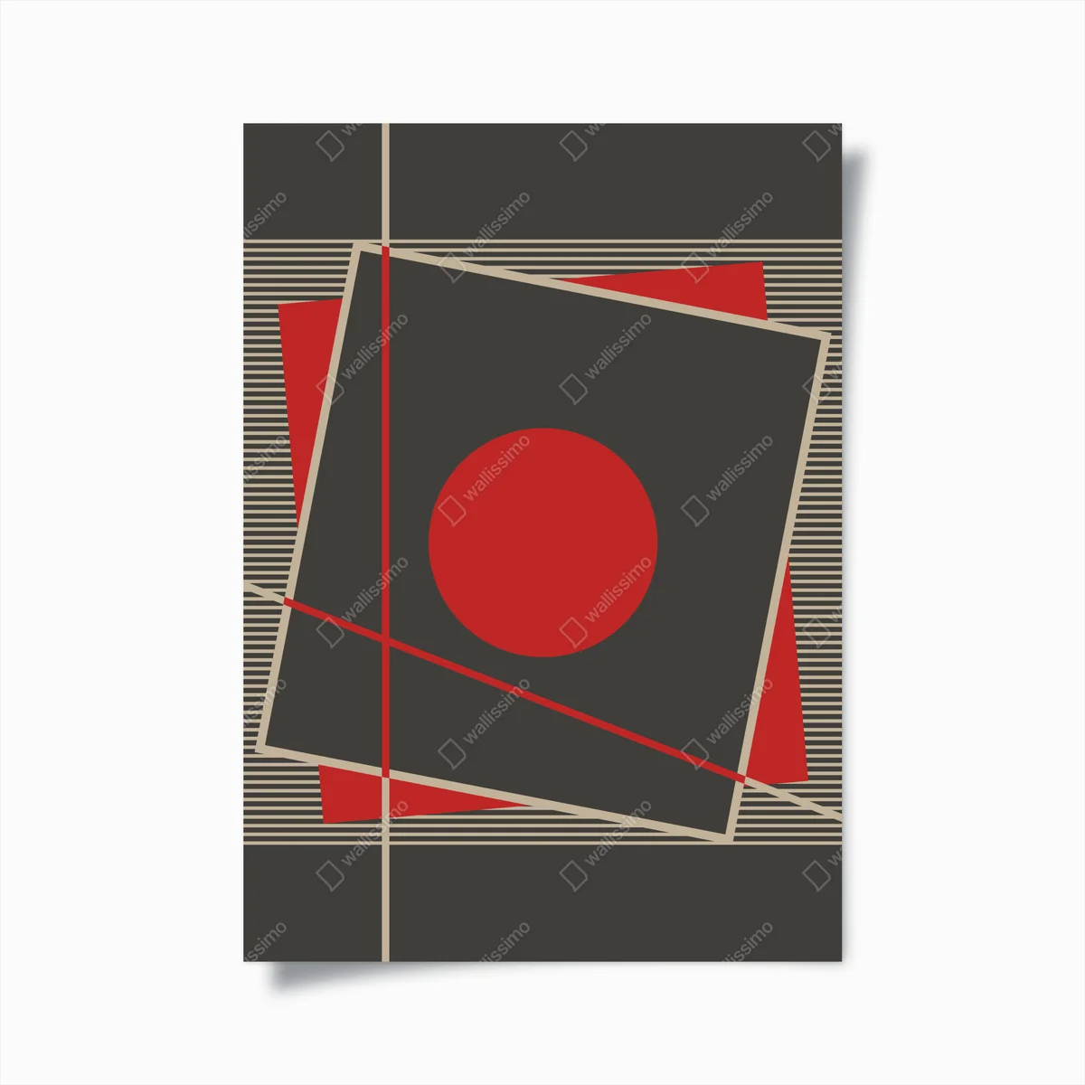 Poster mutige geometrische komposition mit rotem kreis • Poster bei Wallnifity® Poster mutige geometrische komposition mit rotem kreis • Poster bei Wallnifity®