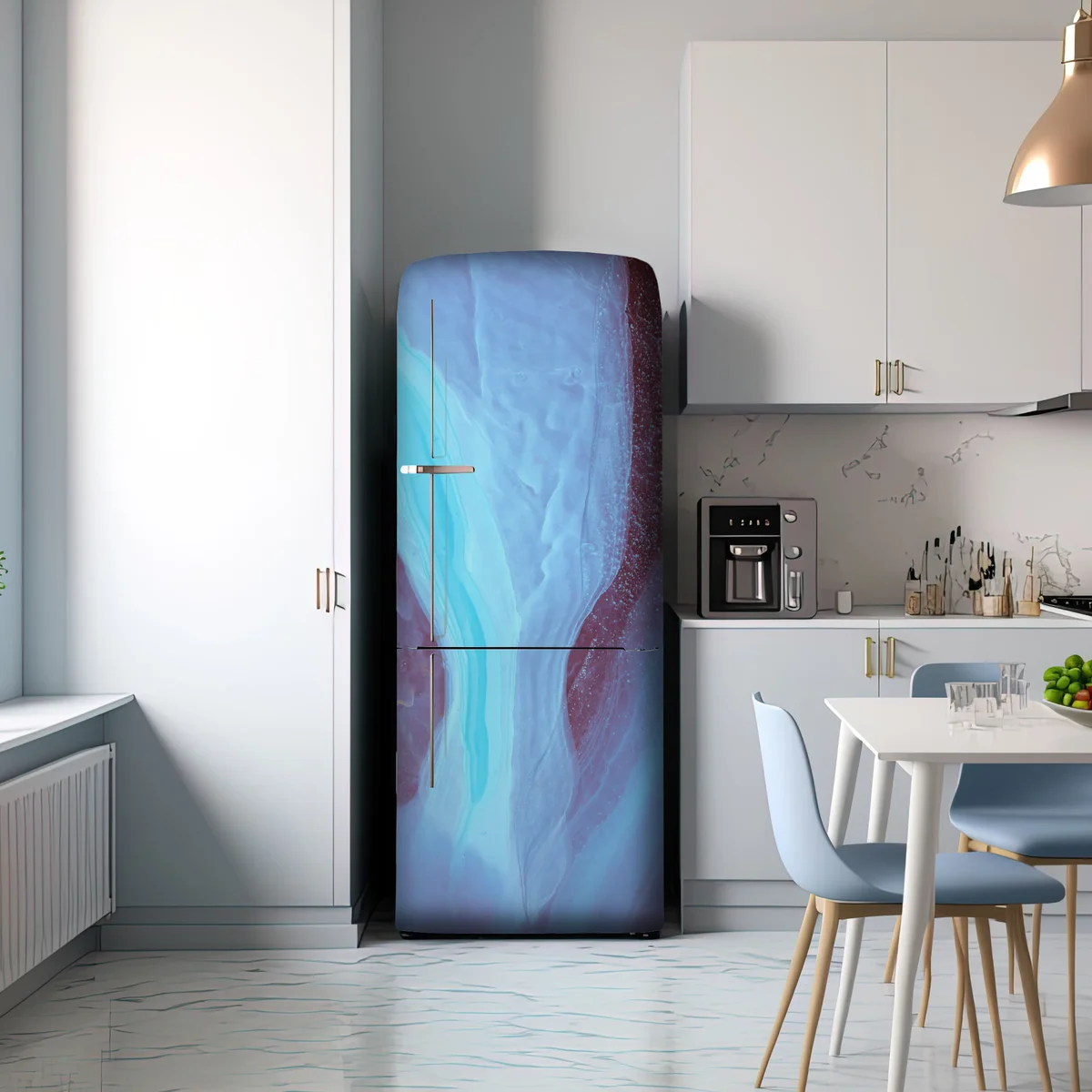 Kühlschrankaufkleber ätherisches türkis-rosa marmormuster Kühlschrankaufkleber ätherisches türkis-rosa marmormuster