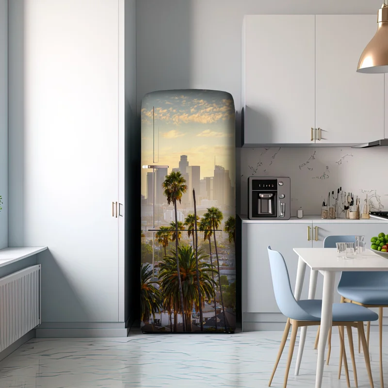 Kühlschrankaufkleber goldene Los Angeles skyline mit palmen